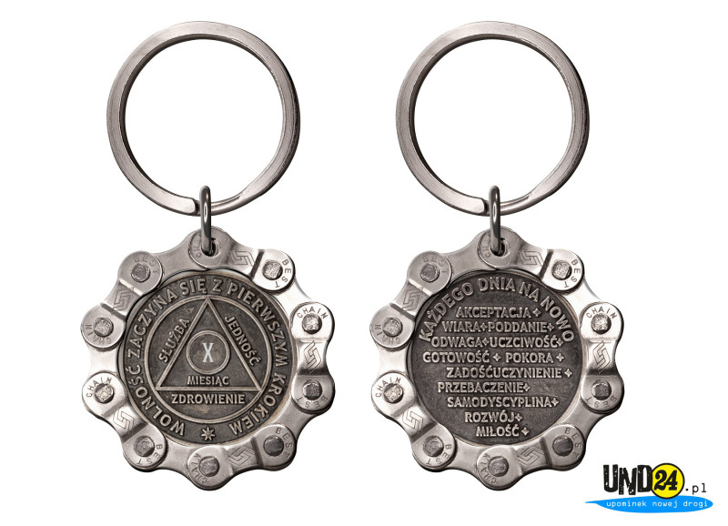 Designerski brelok - Medal 10. Miesiąc trzeźwości w Łańcuchu